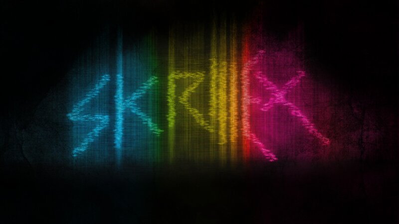 Text Logo on Dark Background — Blue, Digital Art, Colorful Text