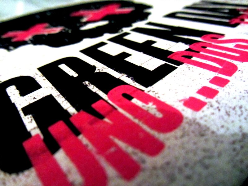 Text on a Surface — Black, Gritty