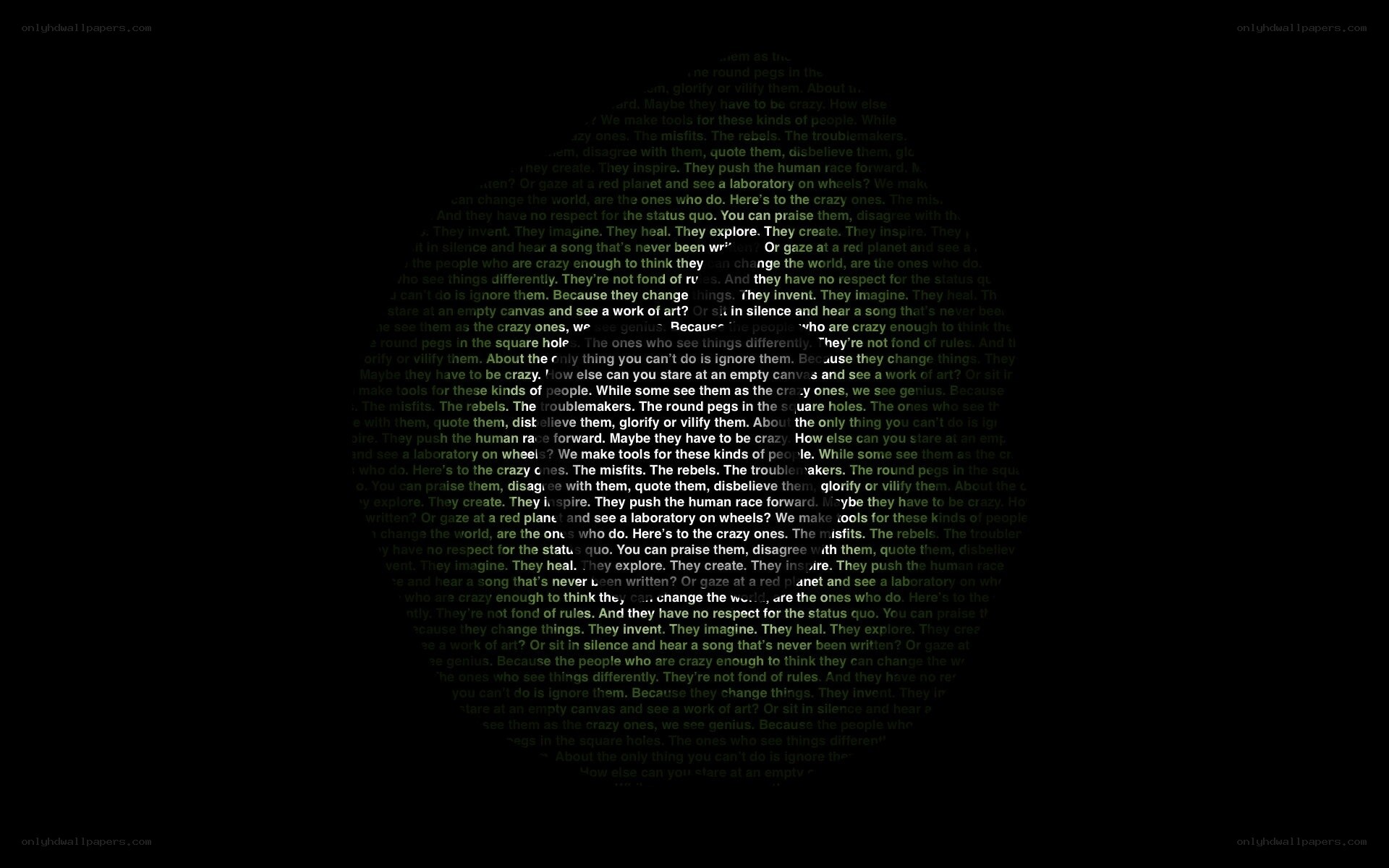 text on black background