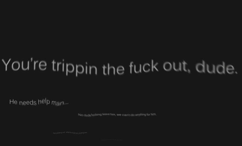 text on black background