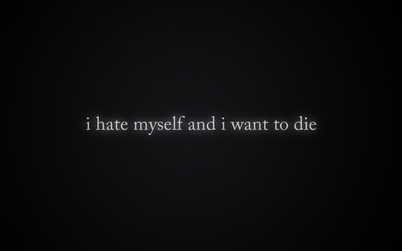 text on black background