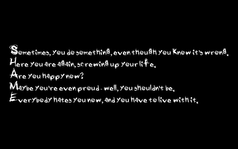 text on black background