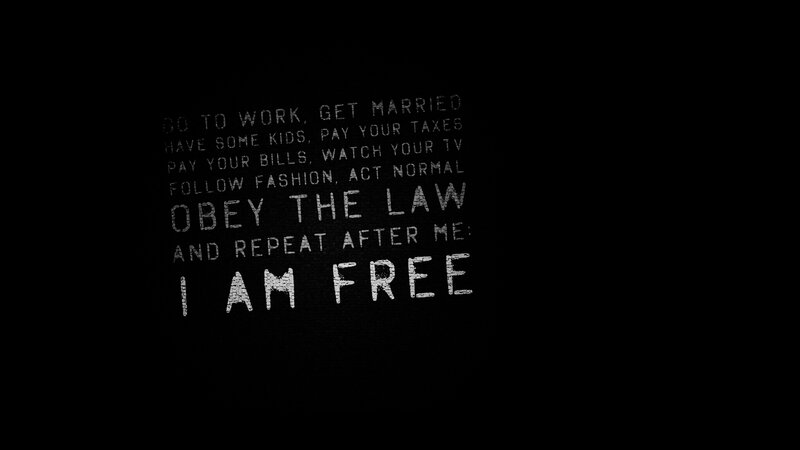 text on black background