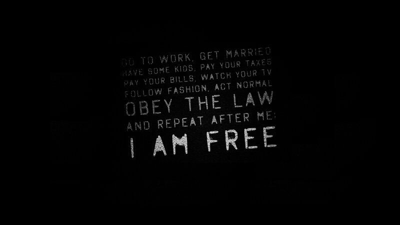 text on black background