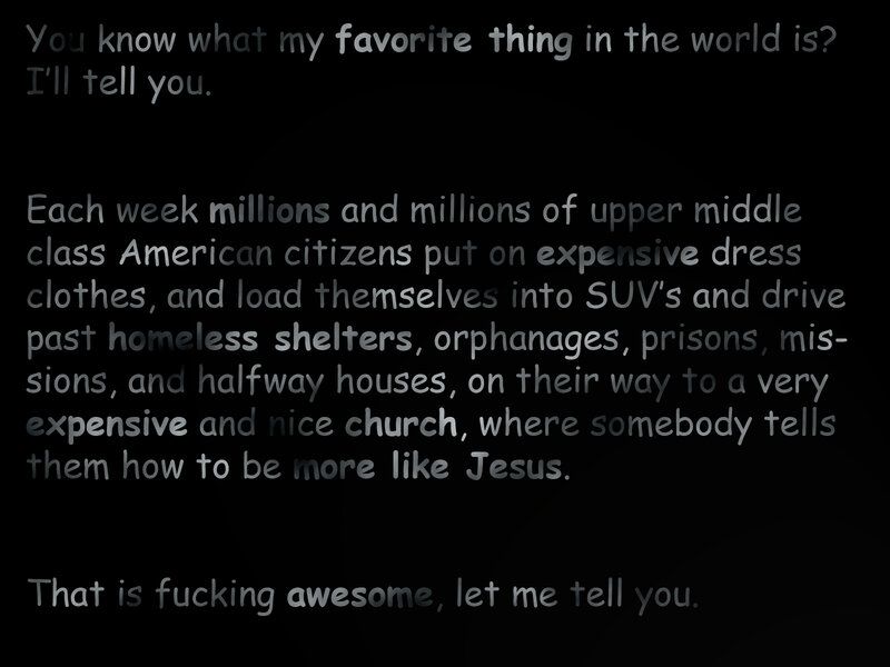 text on black background