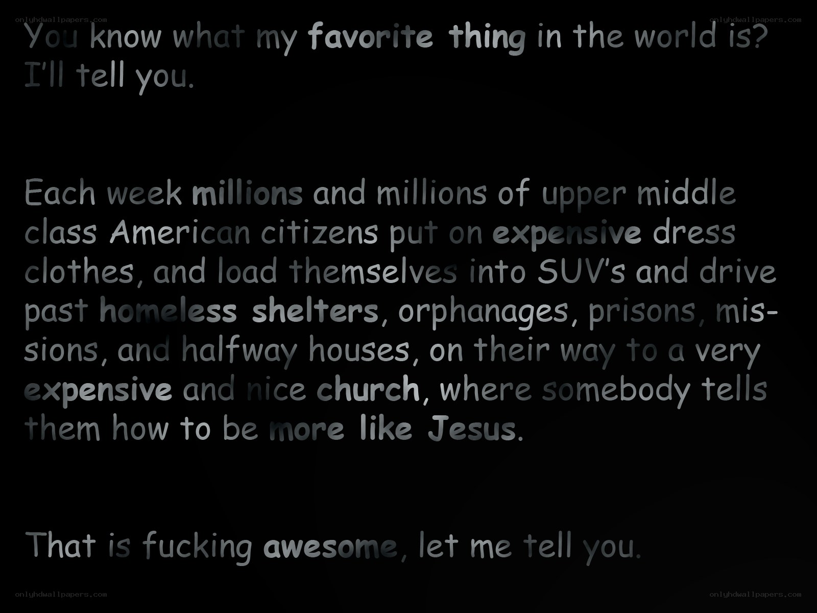 text on black background