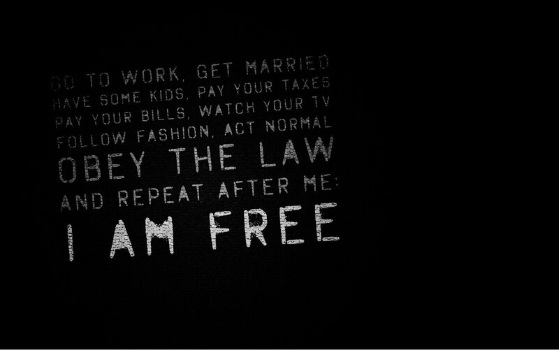 Text on Black Background — Serious, Digital Art
