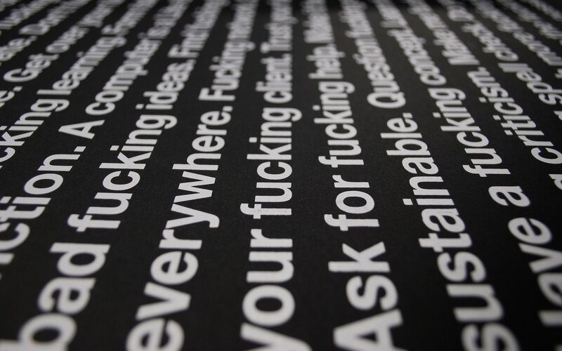text on black fabric
