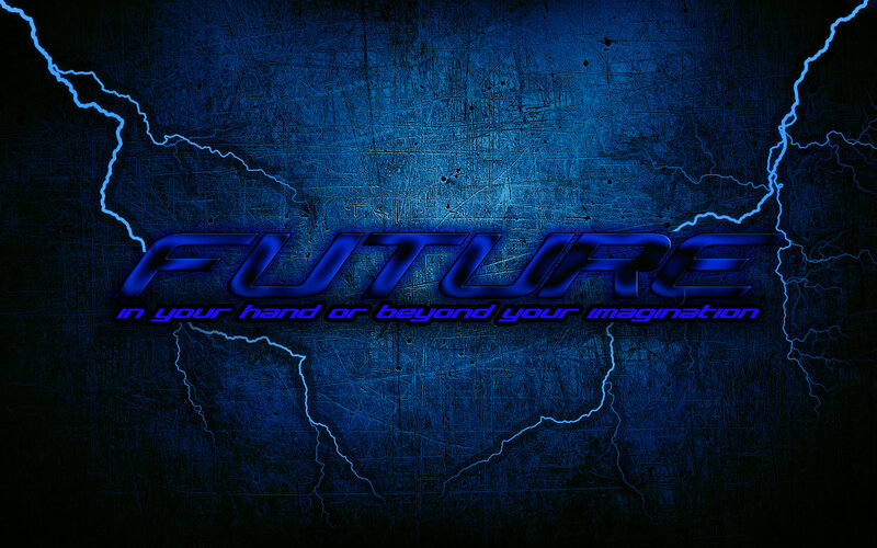 Text on Blue Background — Dramatic, Digital Art, Lightning