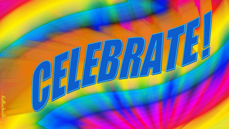 Text on Colorful Background — Blue, Celebratory