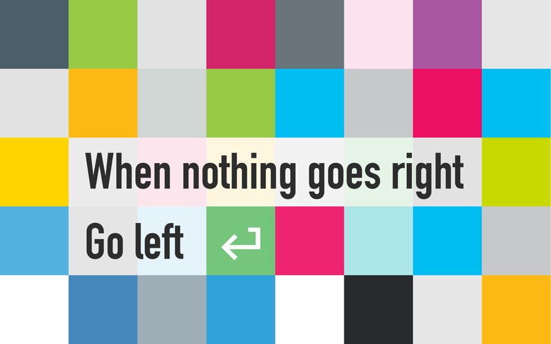 Text on Colorful Grid — White