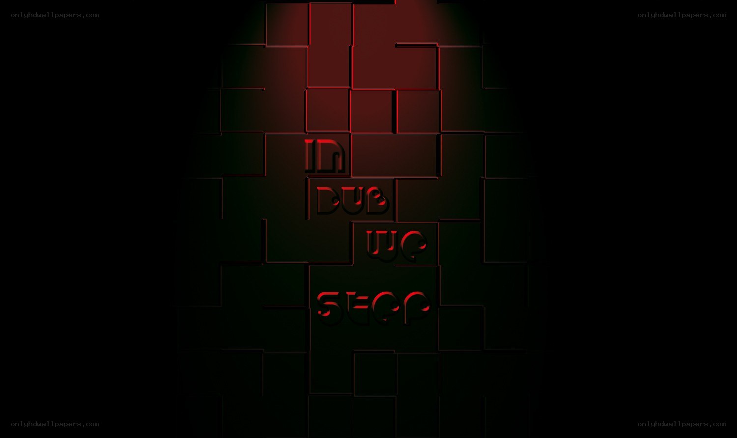 text on dark block wall