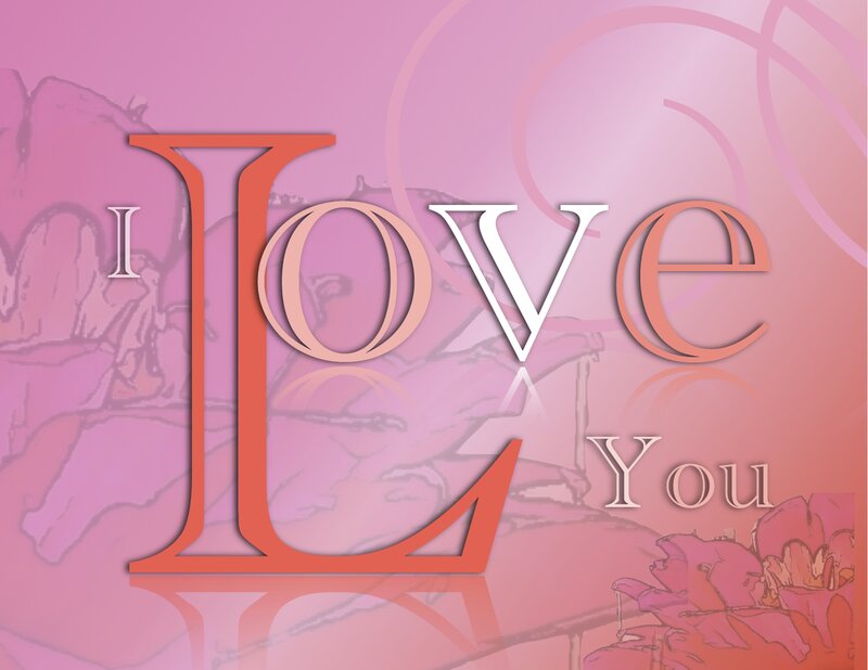 Text on Pink Background — Romantic, Digital Art, Flowers