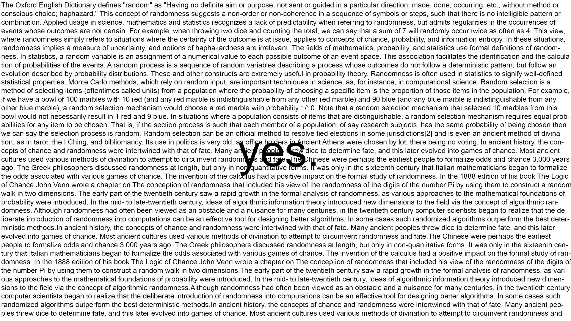 Text on Randomness and Probability