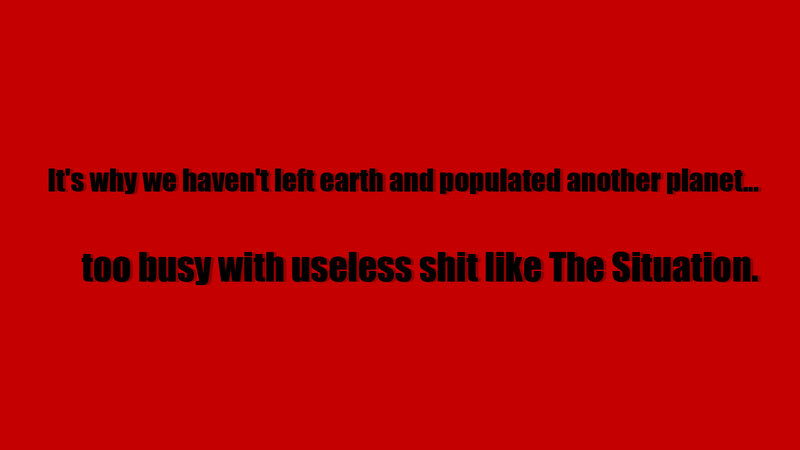 text on red background