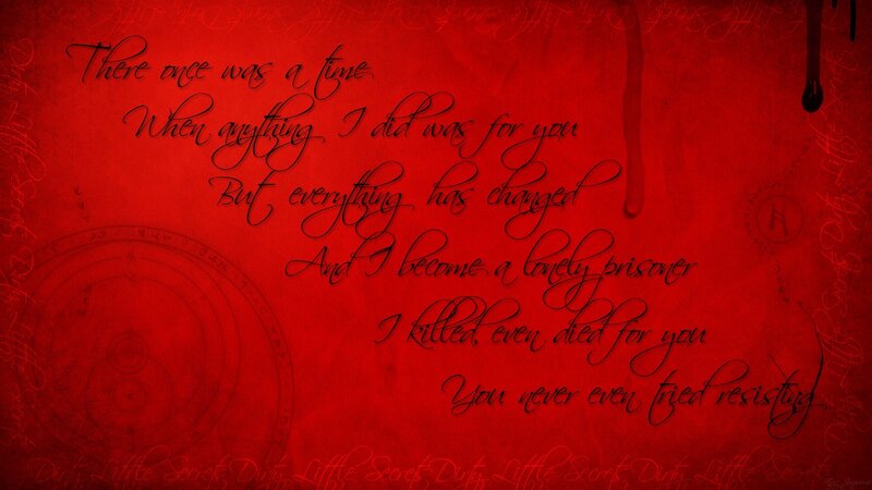 Text on Red Background — Dark, Digital Art, Cursive Text