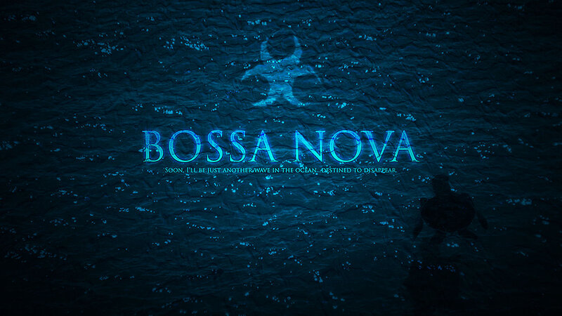 Text on Water Surface — Blue