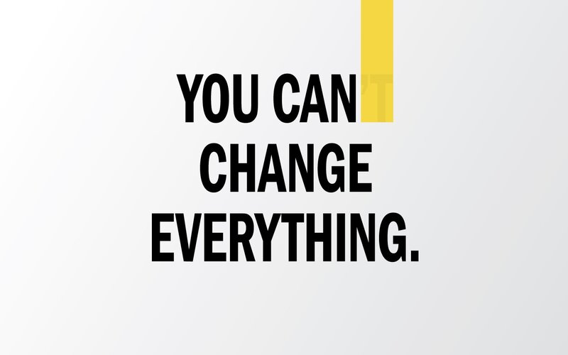 Text on White Background — Inspirational, Minimalist, Yellow Stripe