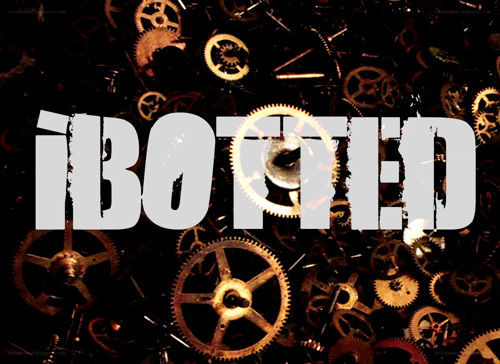 text over gears background