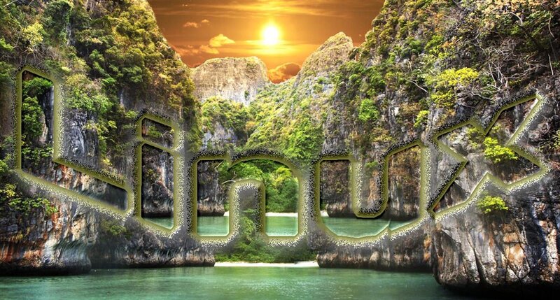 Text over Landscape — Green