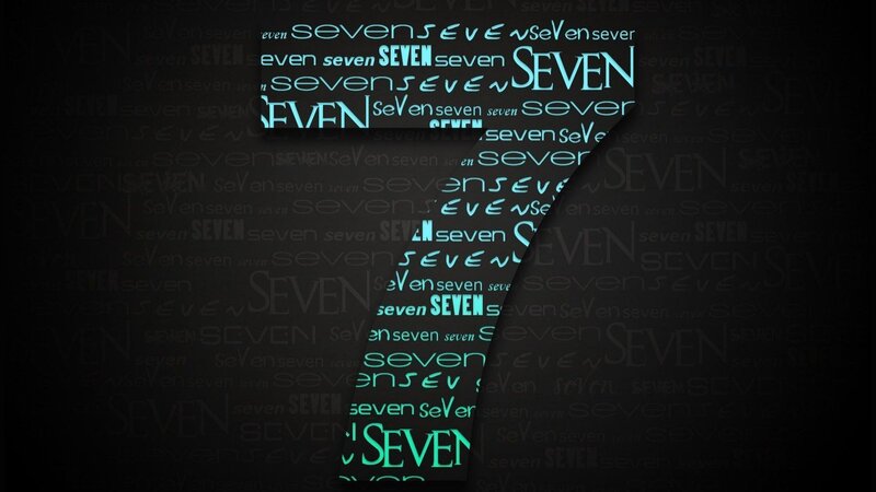 Text Pattern with Word Seven — Black, Dramatic