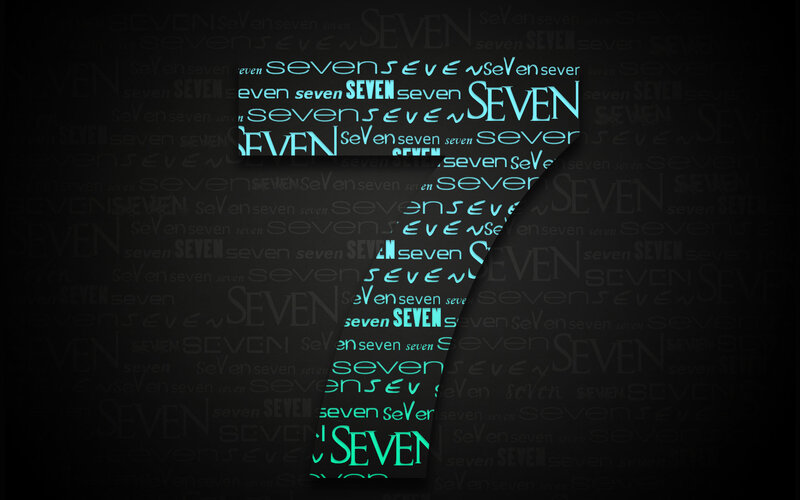 Text Pattern with Word Seven — Black, Mysterious, Digital Art, Word Seven, Dark Background, Glow
