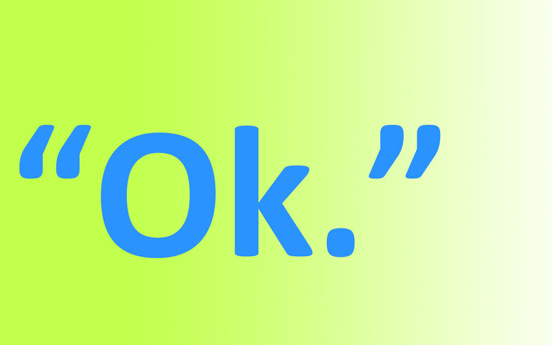text reading ok in blue