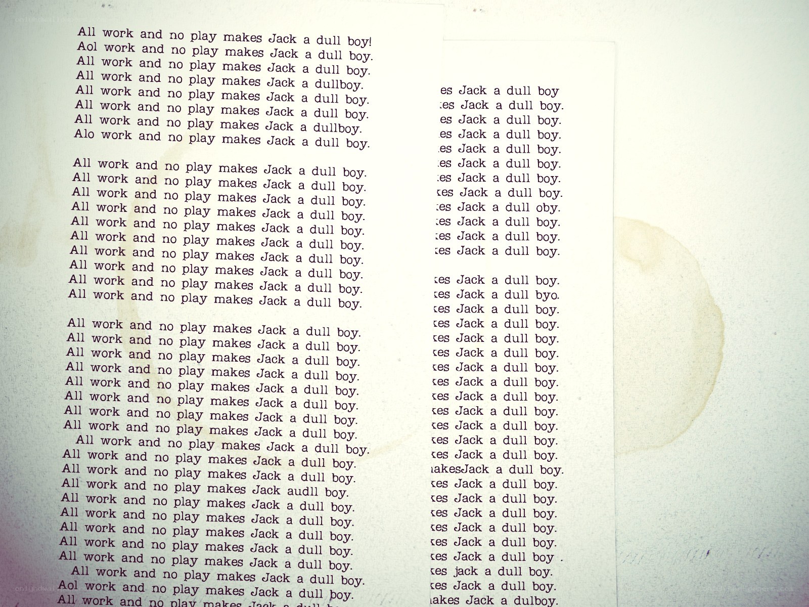 Text repetition on paper