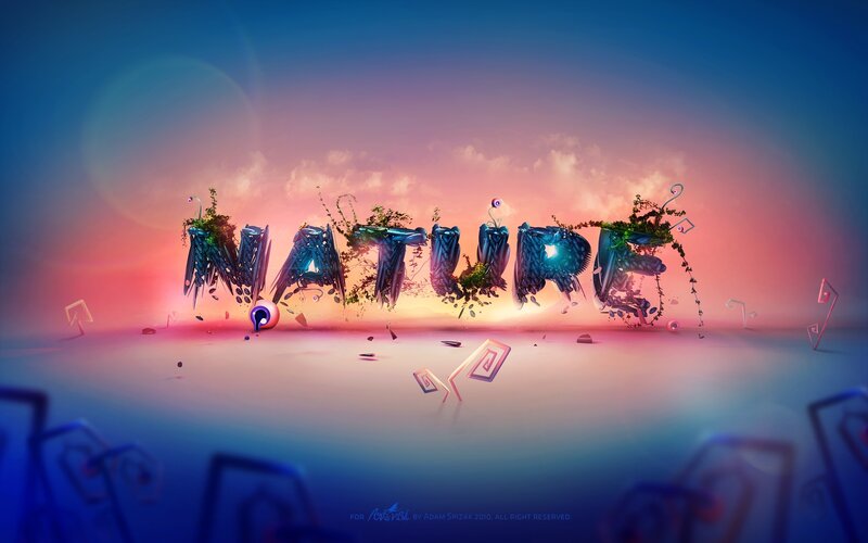 Text Sculpture with Plants — Blue