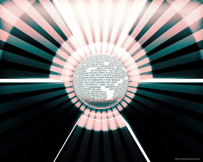 text sphere in digital tunnel