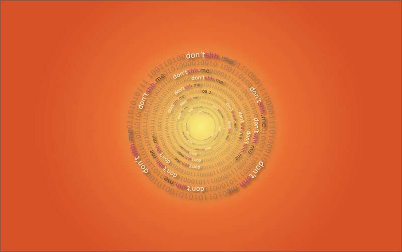 Text Spiral on Orange Background