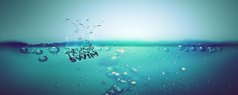 text underwater with bubbles