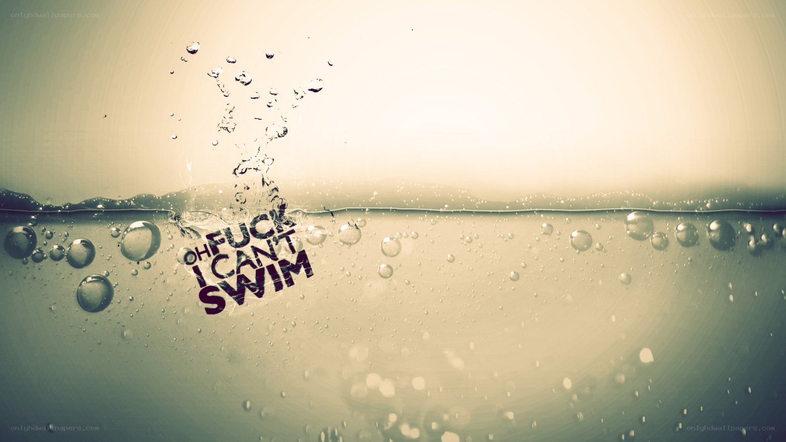 text underwater with bubbles