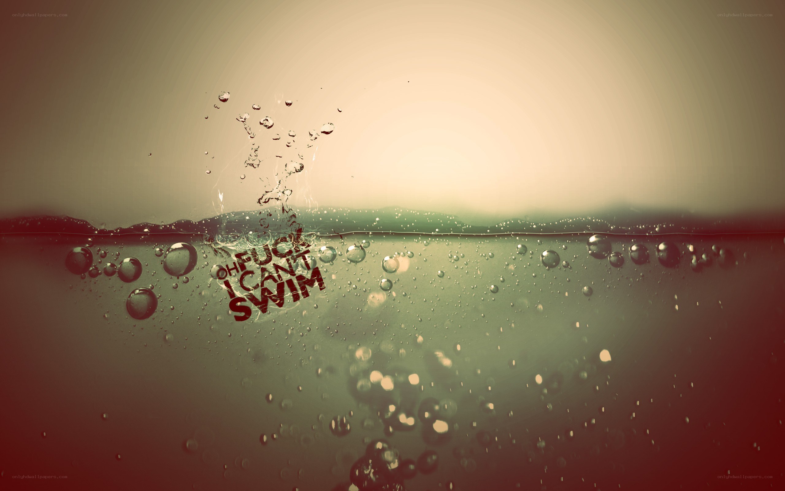 text underwater with bubbles