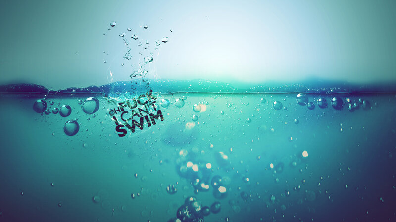 Text Underwater with Bubbles — Blue