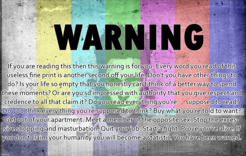 Text Warning on Colored Stripes