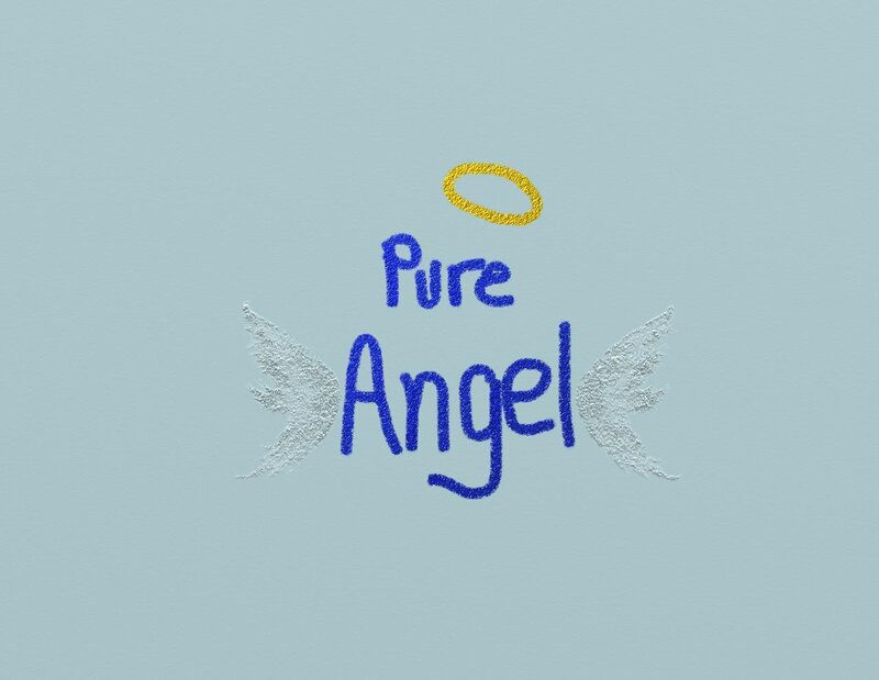 Text with Angel Wings — Blue