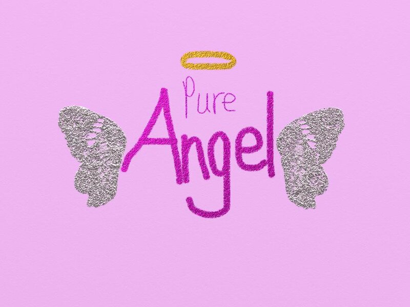 Text with Angel Wings — Pink