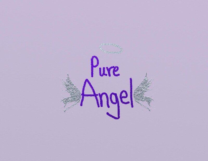 Text with Angel Wings — Purple