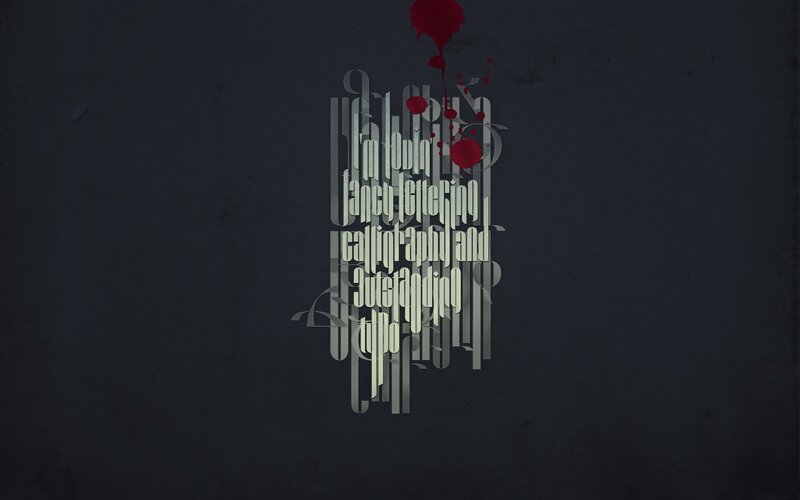 Text with Blood Splatter — Black, Dark, Digital Art