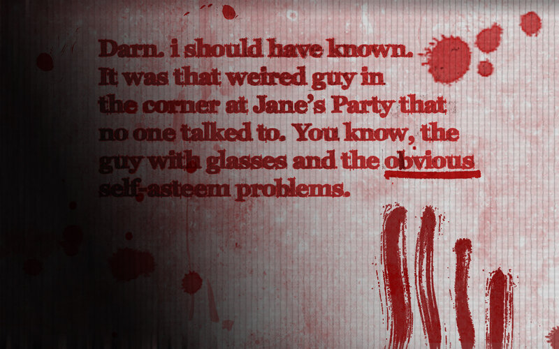text with blood splatters