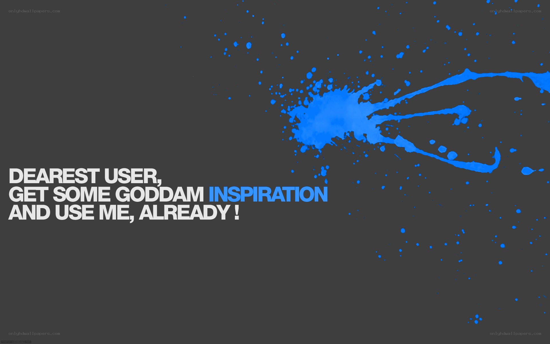 text with blue paint splatter
