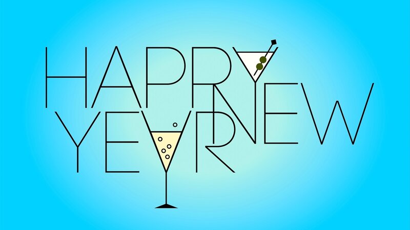 Text with Cocktail Glasses — Blue