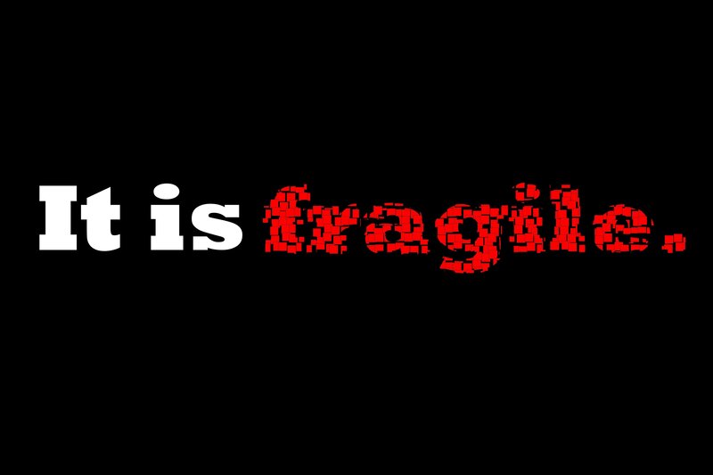 text with fragile word