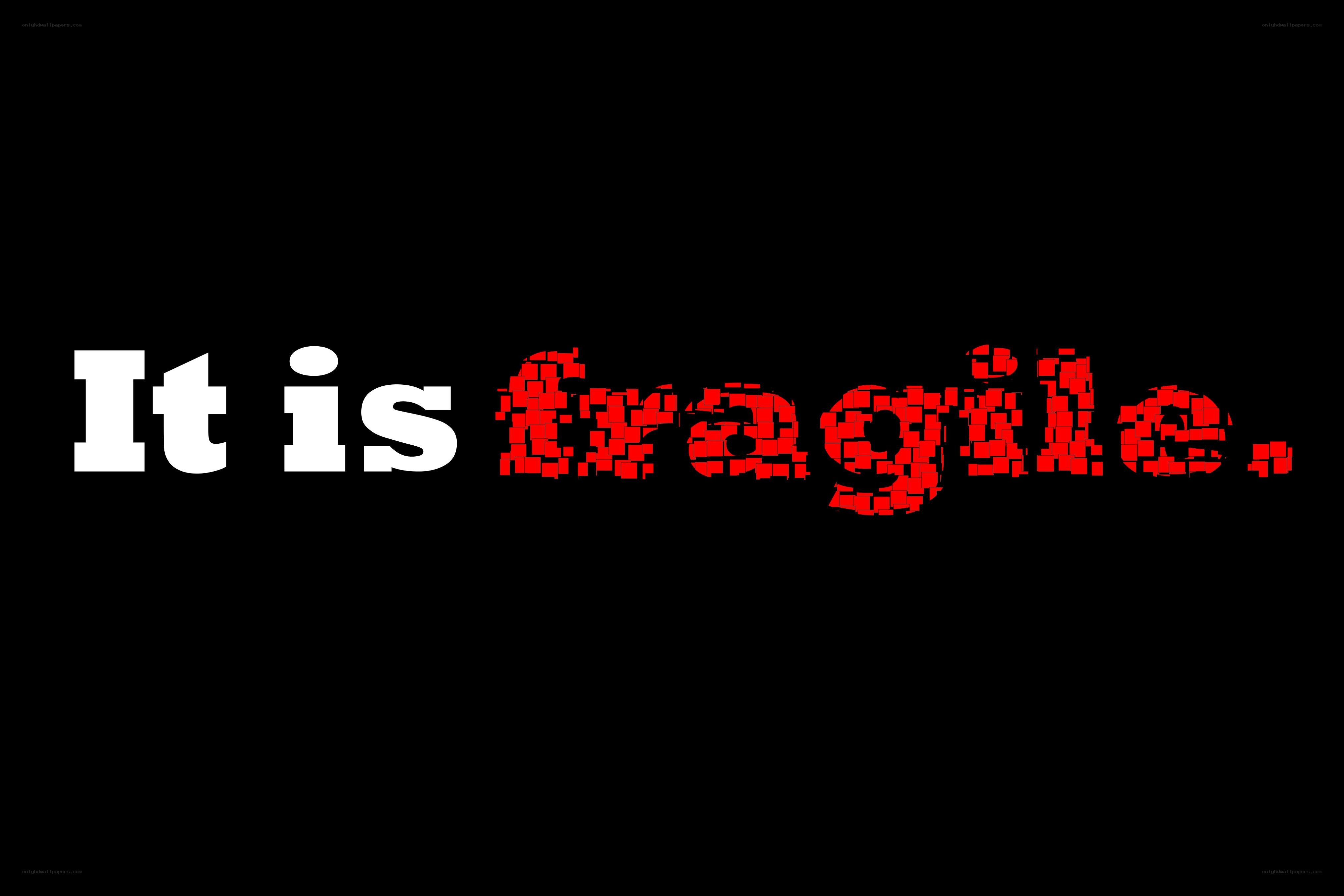 text with fragile word