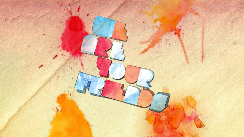 text with paint splatters