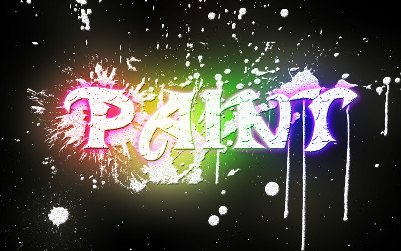 Text with Paint Splatters — White