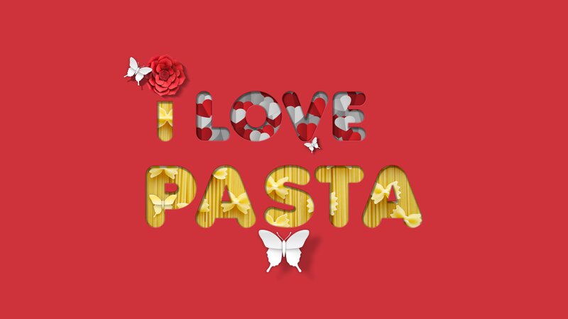 Text with Pasta and Butterflies
