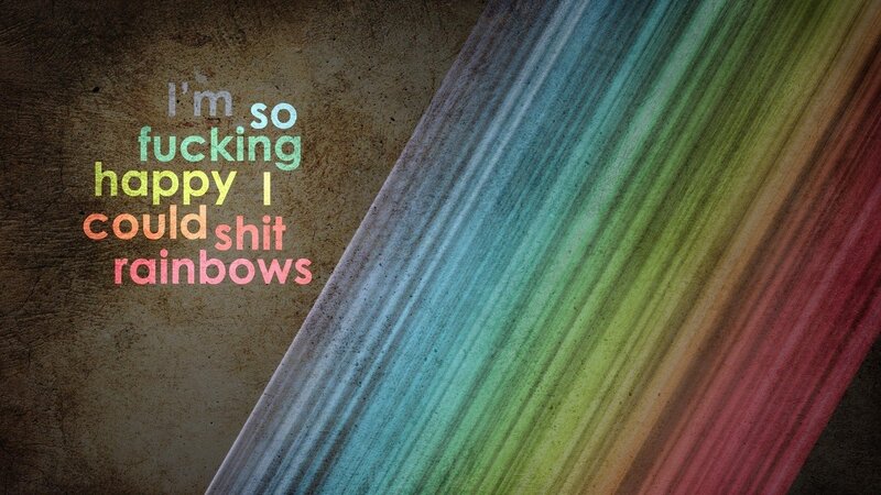 Text with Rainbow Graphic — Brown, Playful, Digital Art, Blue, Green