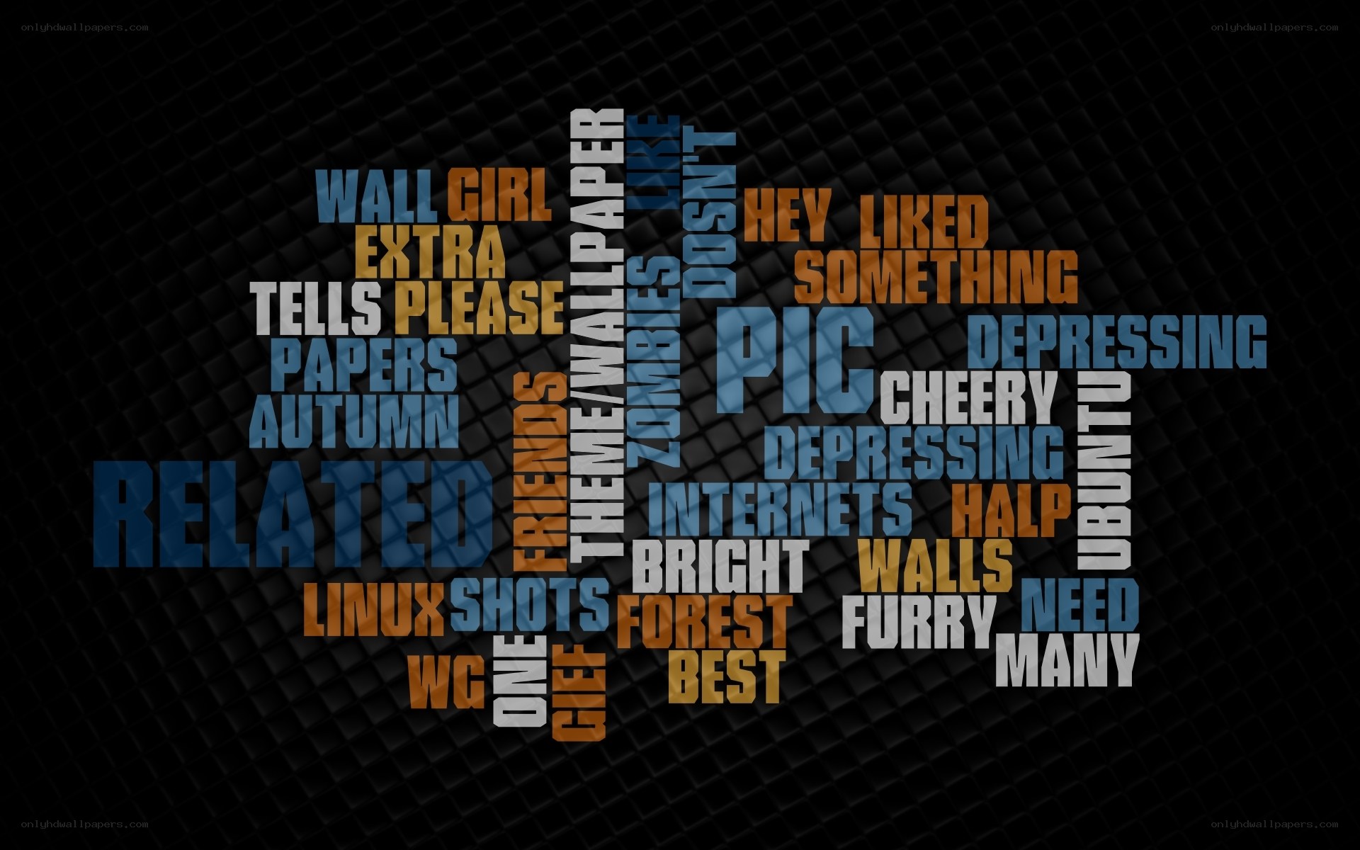 text word cloud on dark background